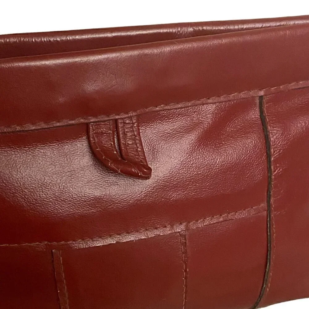 Vintage Roger Gimbel Red Leather Patchwork Wristlet Bag